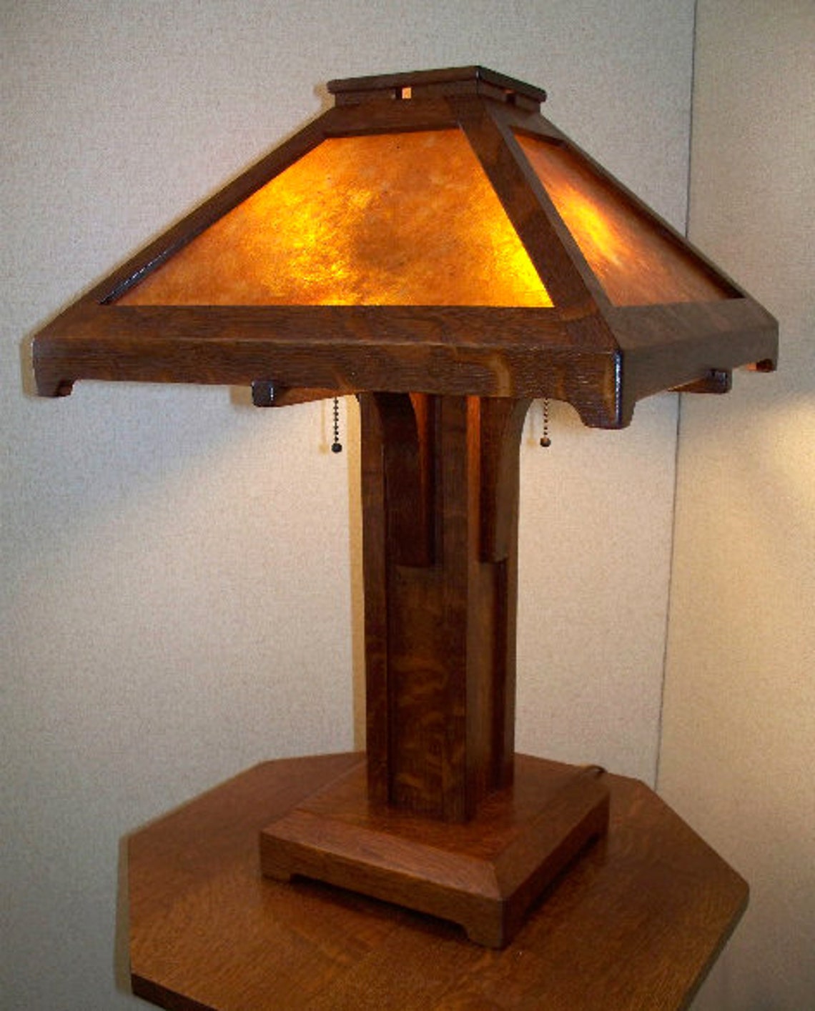 Mission Style Oak Table Lamp Handmade Craftsman Lighting Etsy