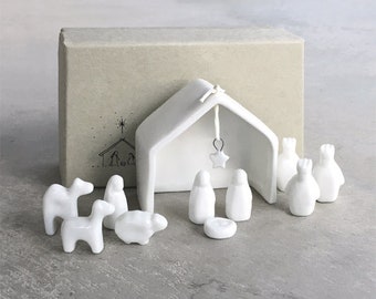 East of India : Porcelain Nativity set | Christmas | Christening Gift | Easter Gift | Home Decor