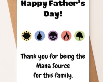 Father's Day Card for Gamer Dad, Magic Mana Source Greeting Card, Geeky Gamer Father's Day Gift, Nerdy Husband Card from Family, MTG Fan