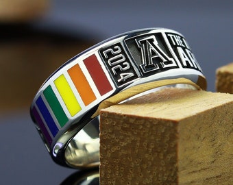 Custom pride ring , Class band ring , Silver college ring , graduation gift 2024