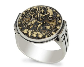Silver Aquarius Ring • Mens silver ring • Aquarius Zodiac Ring • Astrology Ring • Horoscope Ring • Sterling Silver Ring