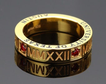 Roman Numeral Band , High School class ring , College Jewelry, Graduation ring 2024