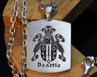 Family Crest Necklace , Custom Dogtag pendant for men , Coat of arms necklace , Christmas gift for men