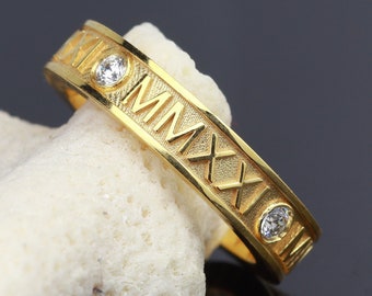 High school class ring , 8k Gold graduation ring , Roman numeral college ring 2025, Graduation gift for her