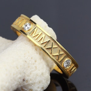 High school class ring , 8k Gold graduation ring , Roman numeral college ring 2024, Graduation gift for her