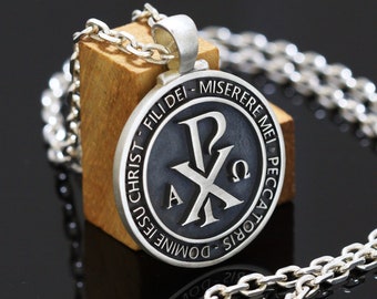 Chi Rho Necklace Pendant, Chi-Rho XP Necklace,  Christian Jewelry, Baptism gift