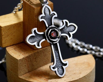 ぴ*ー様 【Rosen Kreuz】docking logo chain nec Rosicrucian Necklace , Rose Cross , Amorc Pendant , Silver
