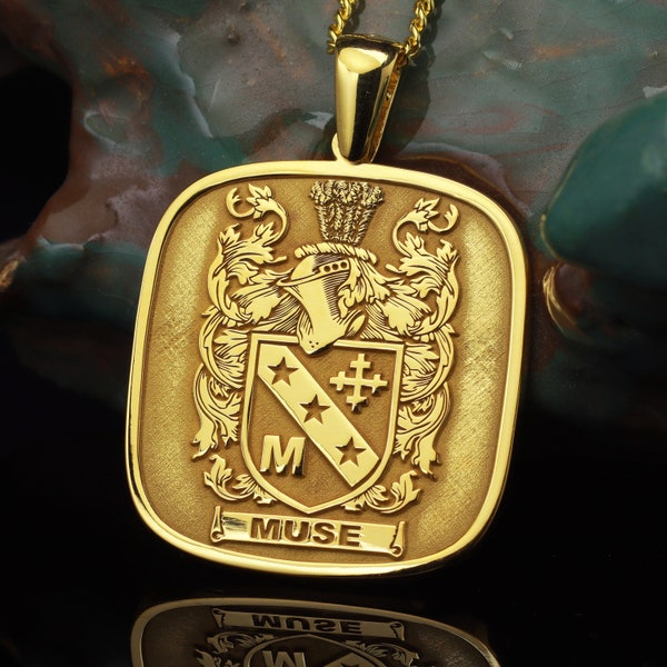 Coat of Arms Necklace • Family Crest Pendant • Custom Crest jewelry • Family Necklace