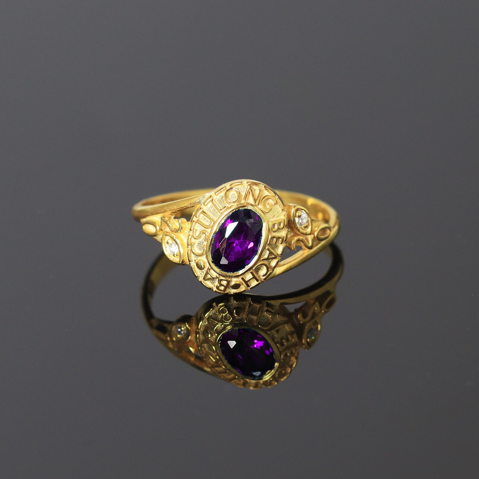 College ring for women 14K Gold University ring with diamond Etsy