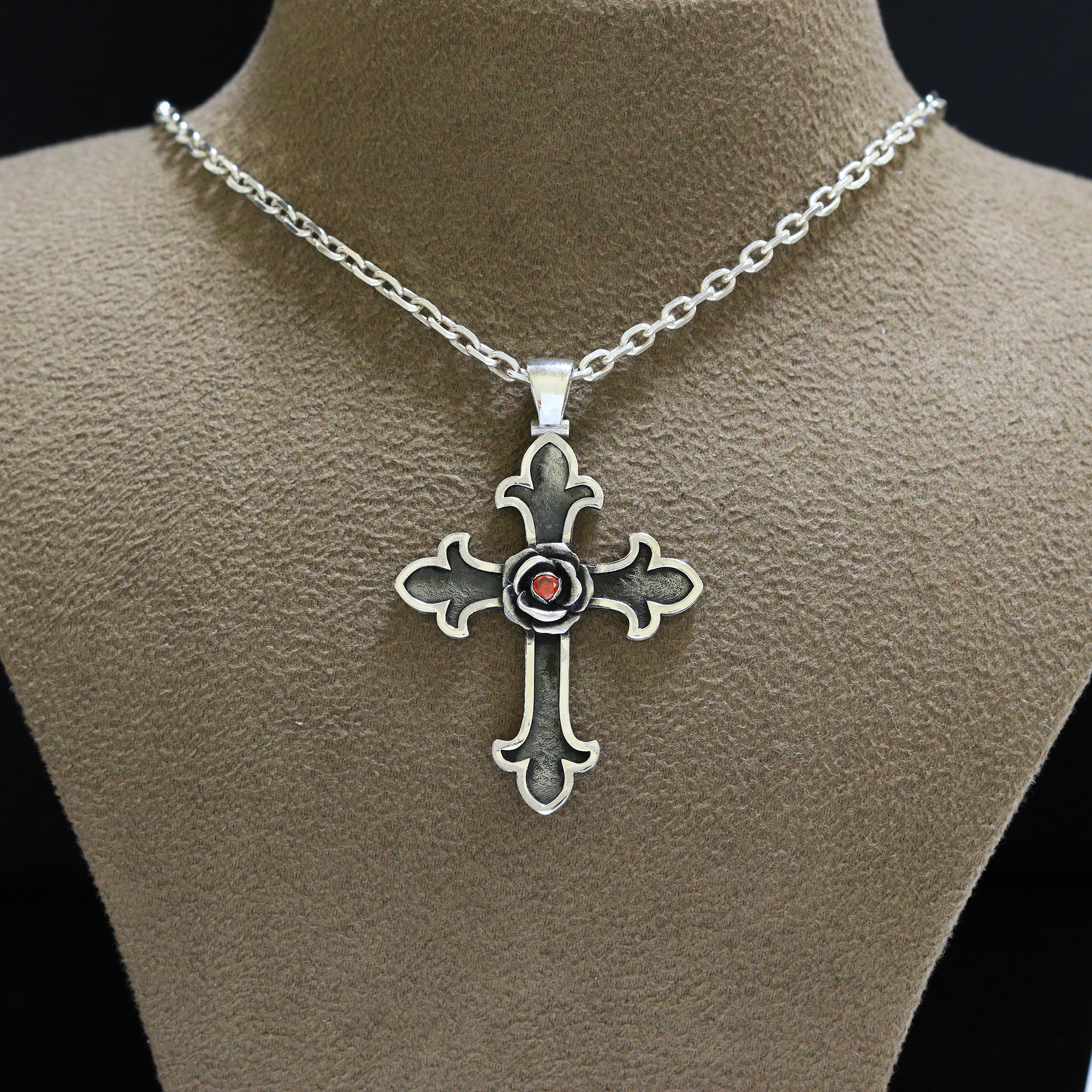 Rosicrucian Necklace , Rose Cross , Amorc Pendant , Silver