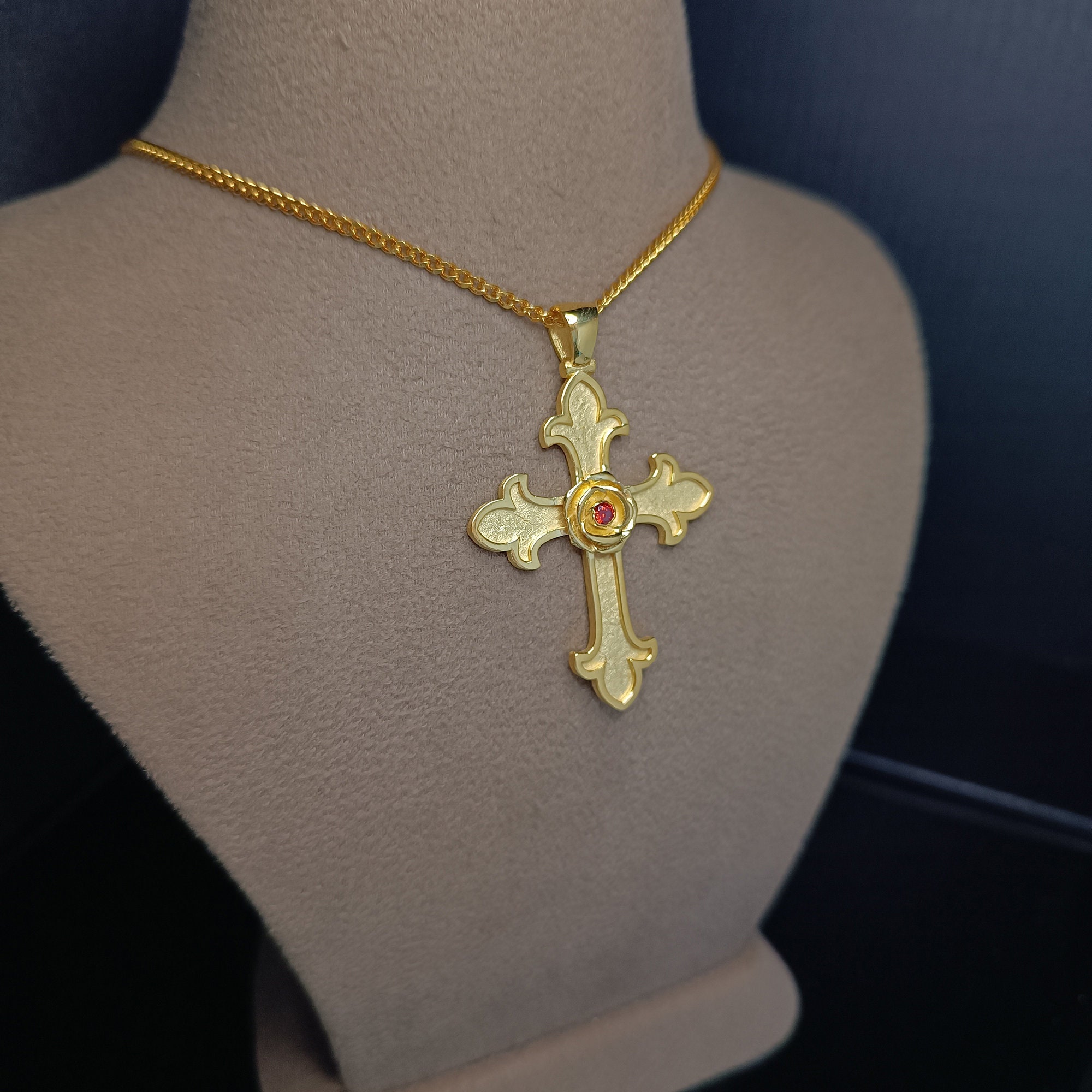 Rose Cross Necklace , Rosicrucian Order Pendant , Masonic