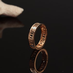 14k Gold graduation ring, Roman numeral college ring 2024, High school class ring, Graduation gift for her 14kSolid Rose Gold