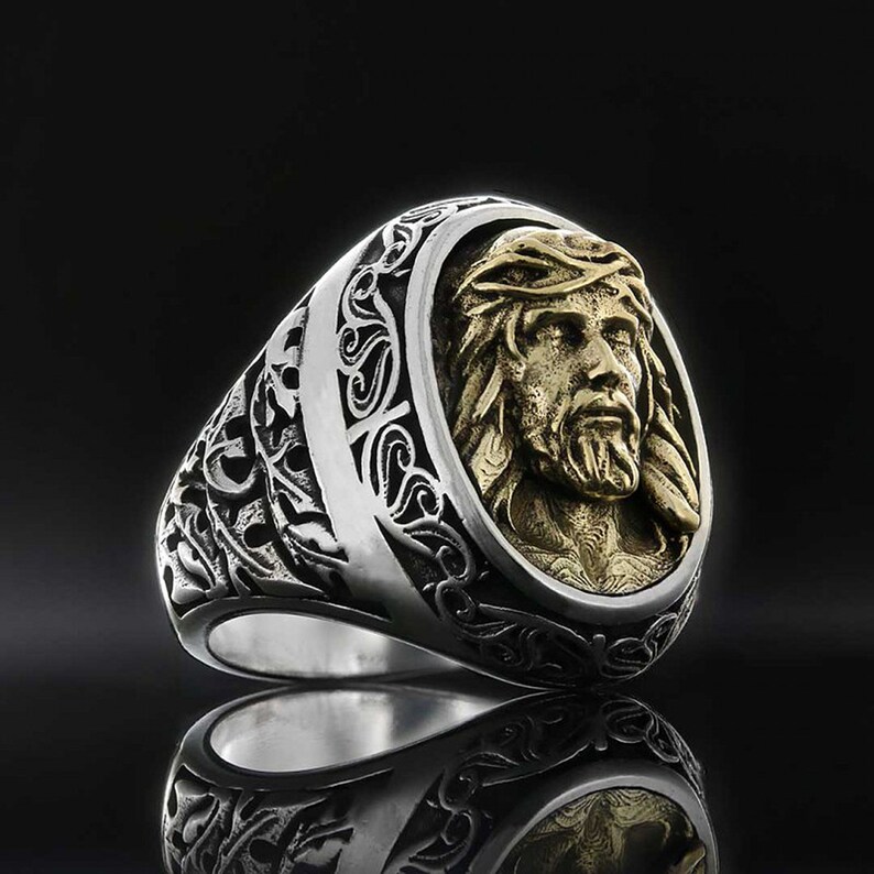 Jesus Christ Ring Silver Christianity Ring Religious Etsy