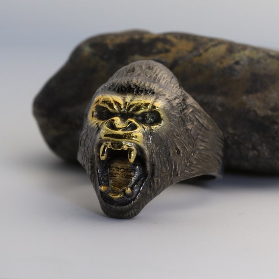 Silver Gorilla Ring , Sterling Silver Monkey Ring, Gorilla Jewelry