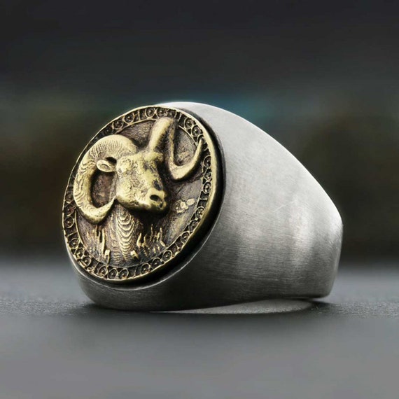 Silver Aries Ring for Men, Aries Zodiac Sign Ring , Astrology Ring