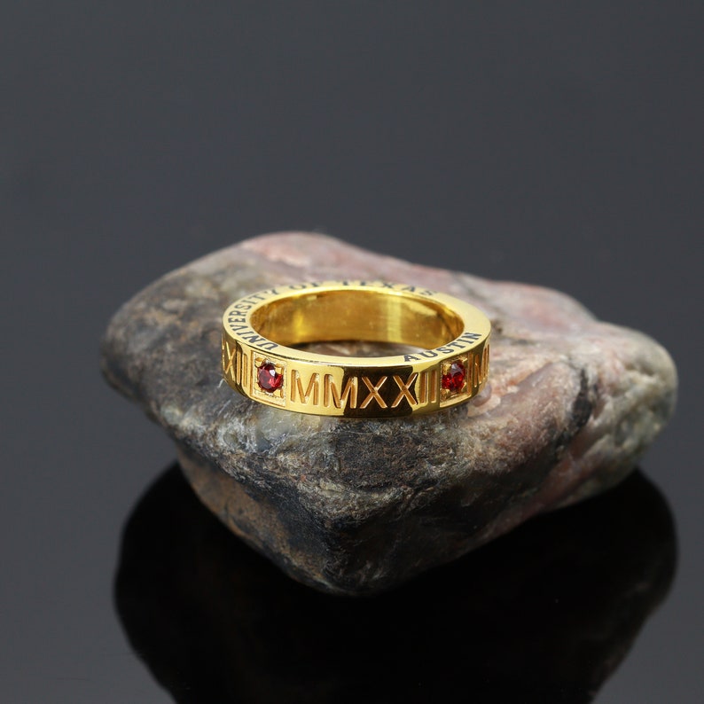 Roman Numeral Band , High School Class Ring , College Jewelry ...