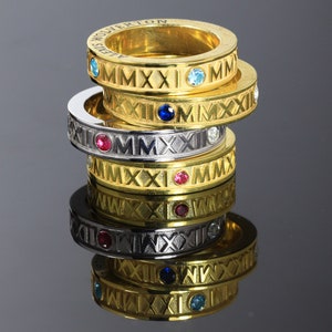 Custom Roman Numeral Ring, College Graduation Ring , High School Class Ring , Roman Numeral Jewelry , Graduation gift image 9