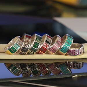 Class band ring for women , high school class rings , color enamel graduation ring 2024 , Her graduation gift. image 4