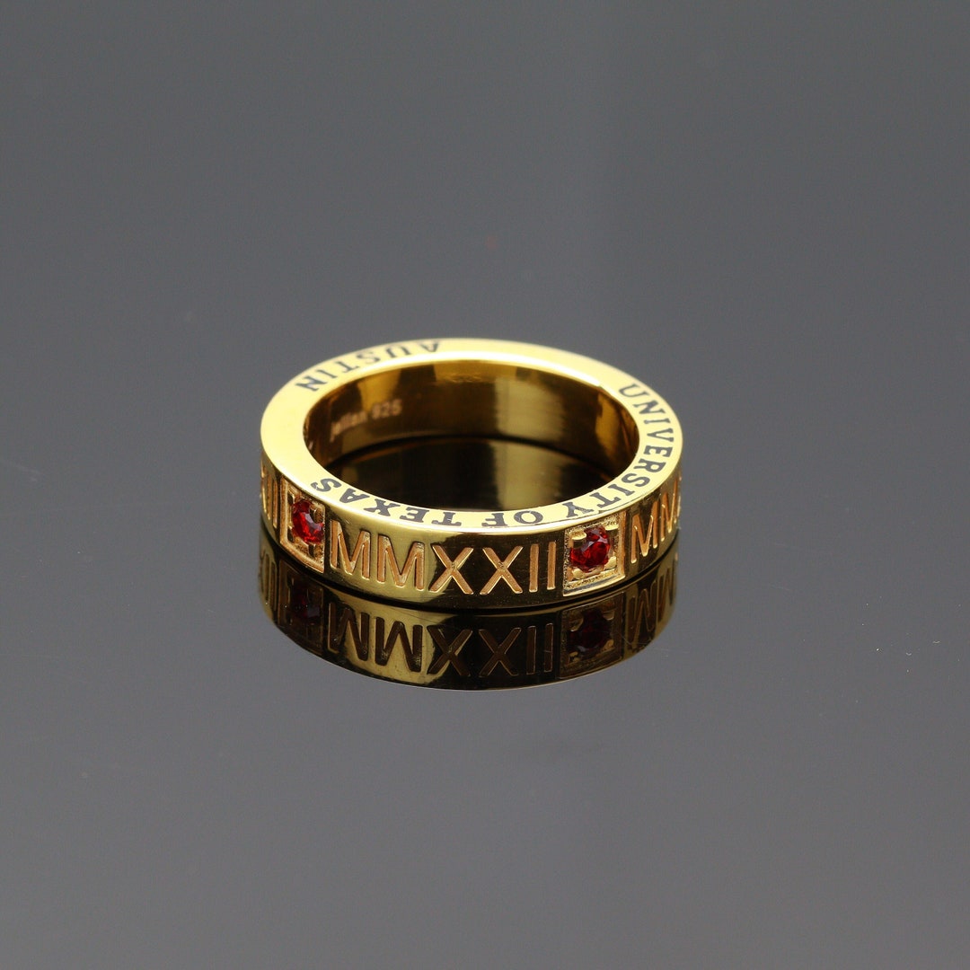 Roman Numeral Band , High School Class Ring , College Jewelry ...