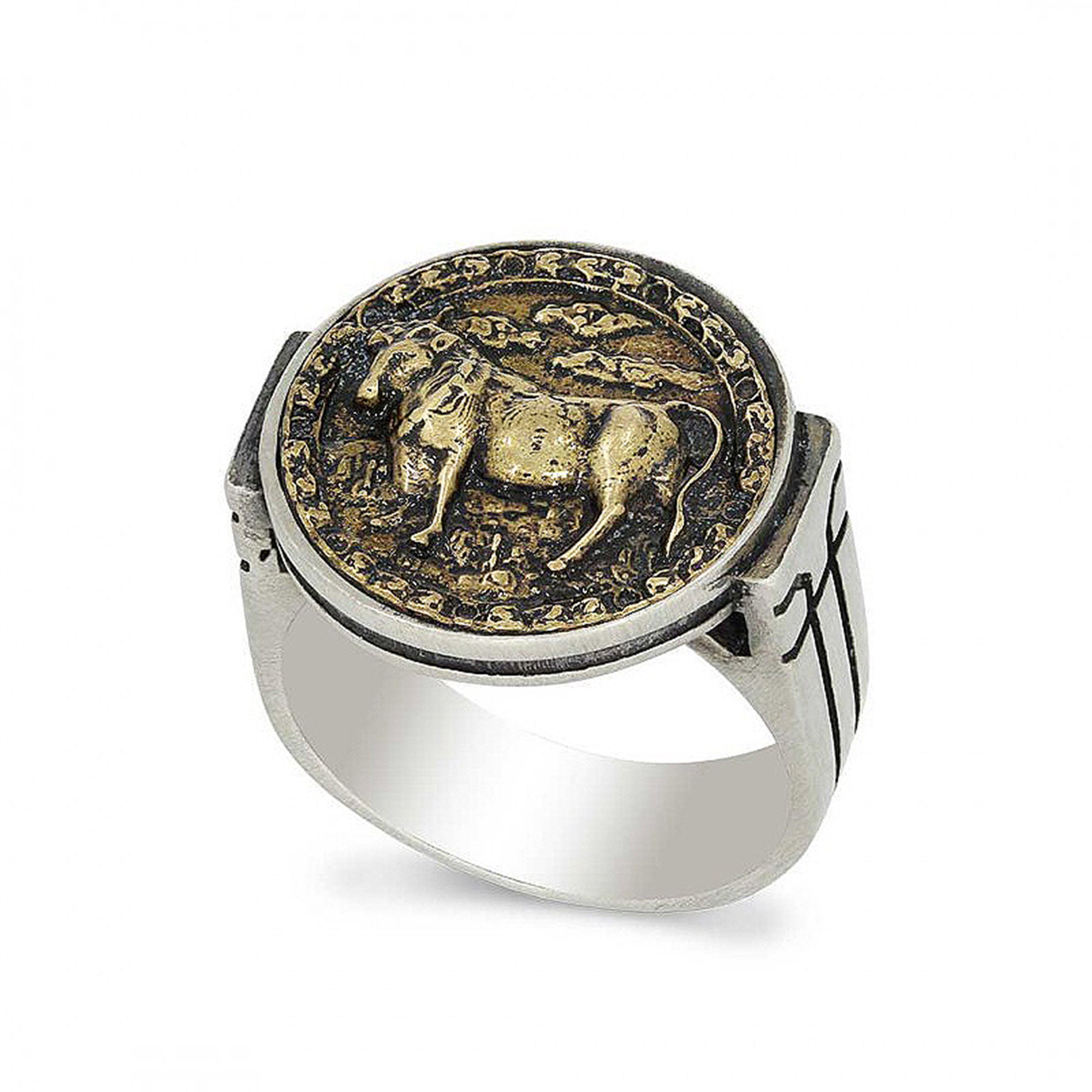 Taurus Ring Sterling Silver Zodiac Ring Coin Ring Zodiac Etsy