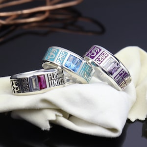 Class band ring for women , high school class rings , color enamel graduation ring 2024 , Her graduation gift. image 5