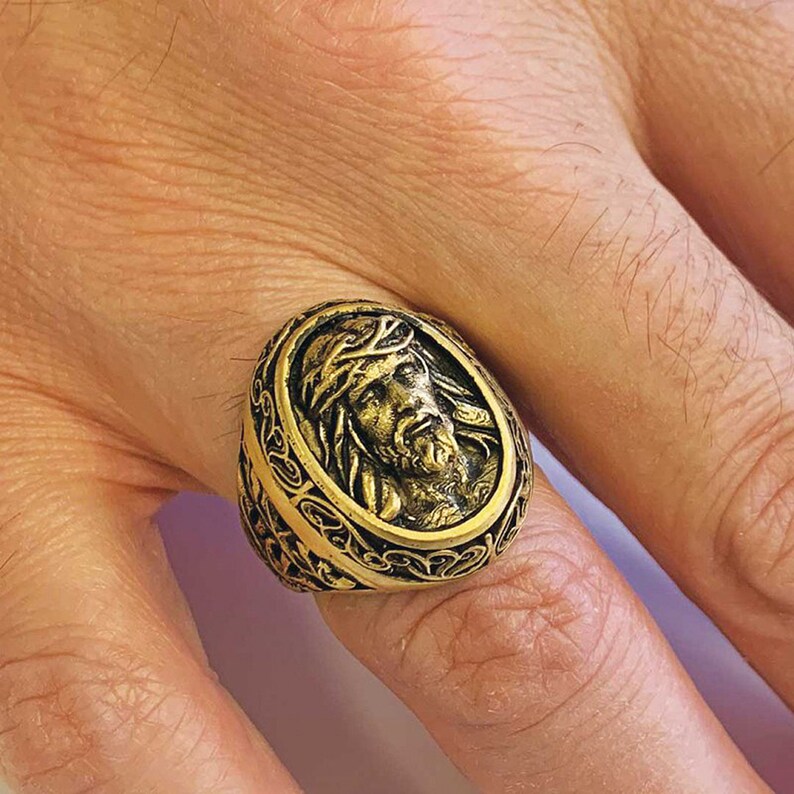 Jesus Christ Ring Silver Christianity Ring Religious Etsy