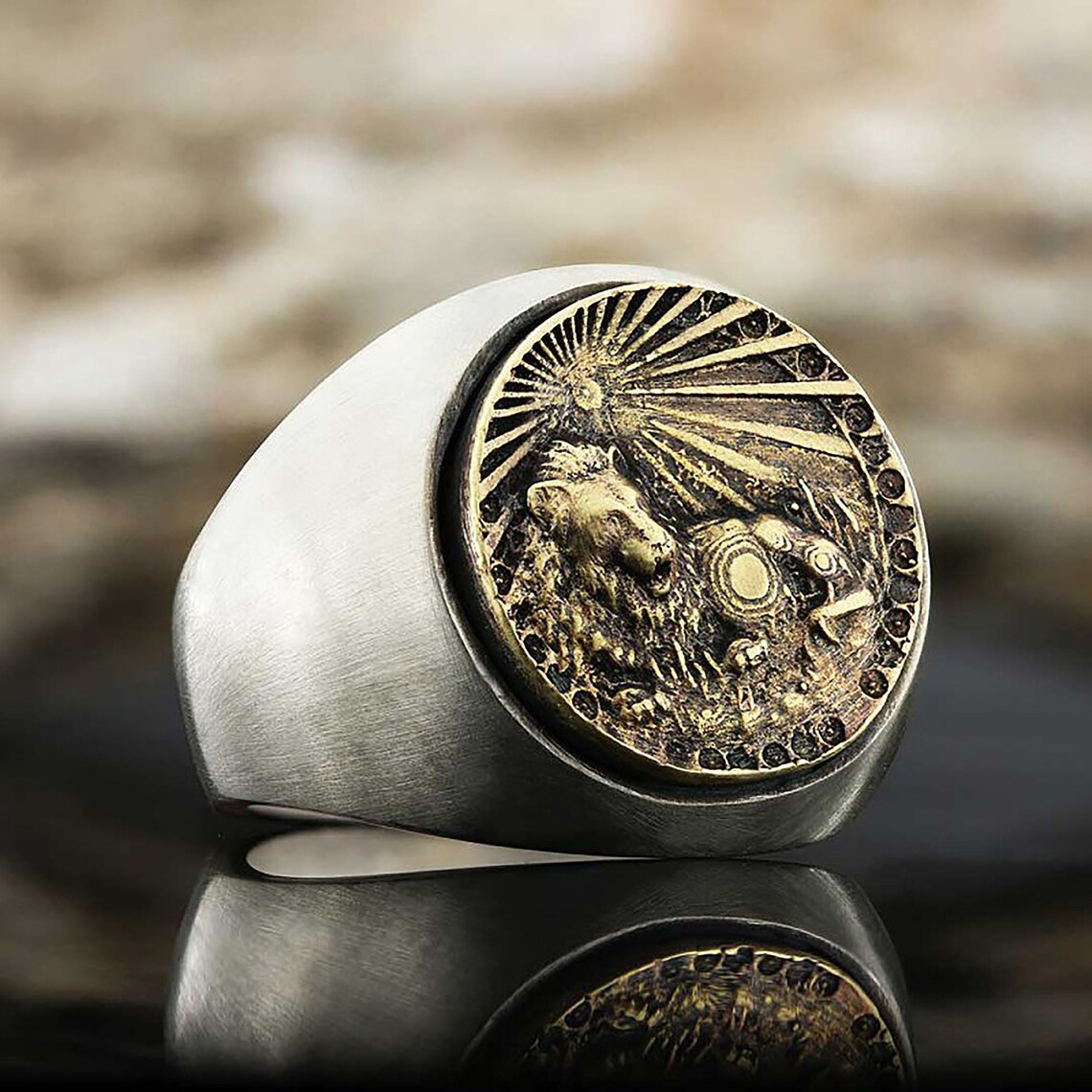 Silver Leo Ring for Men Leo Zodiac Sign Ring Astrology Ring Etsy