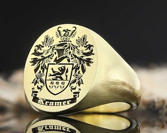 Coat of Arms Ring • Family Crest Rings • Custom Crest jewelry • Family Rings • Birthday gift for men