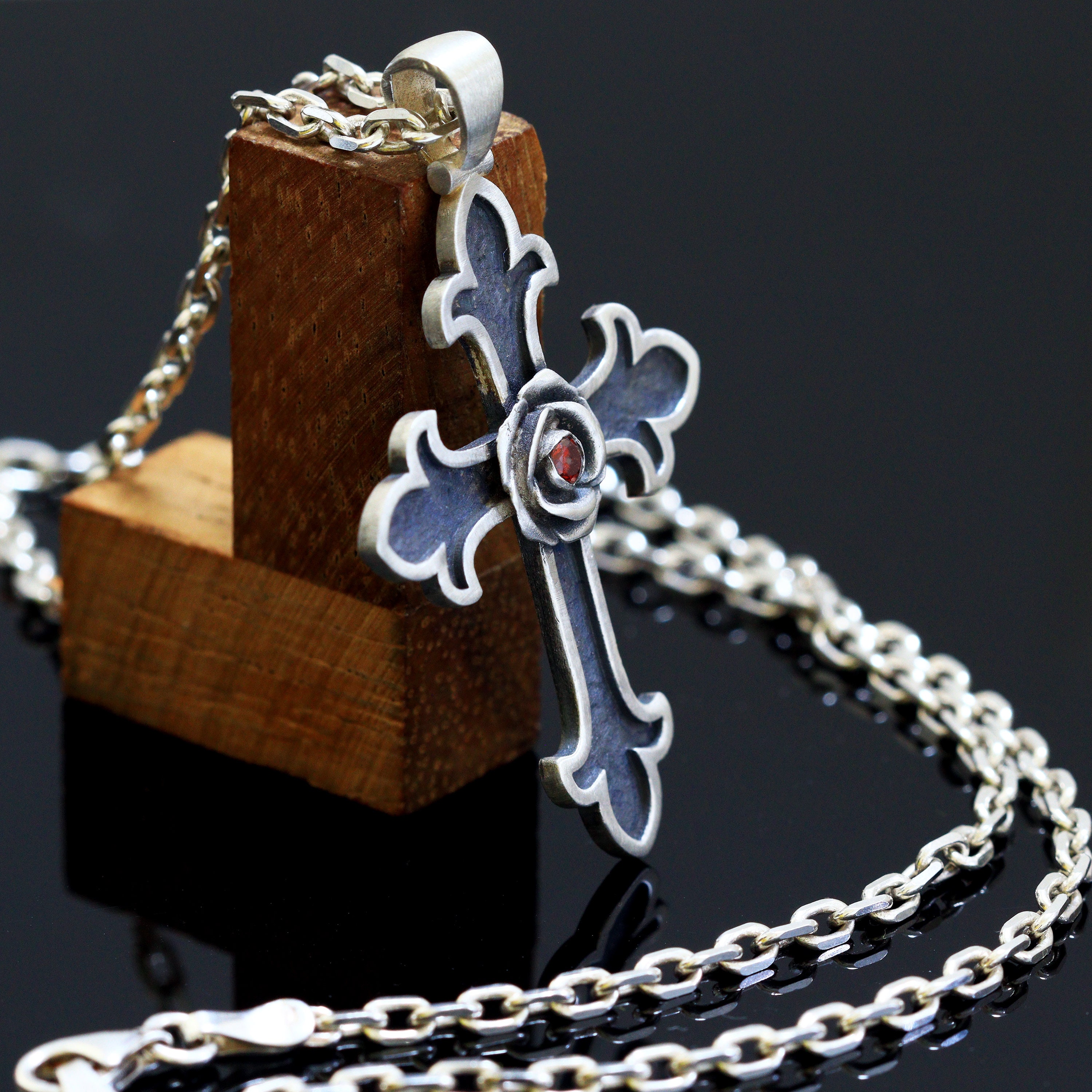 Rosicrucian Necklace , Rose Cross , Amorc Pendant , Silver