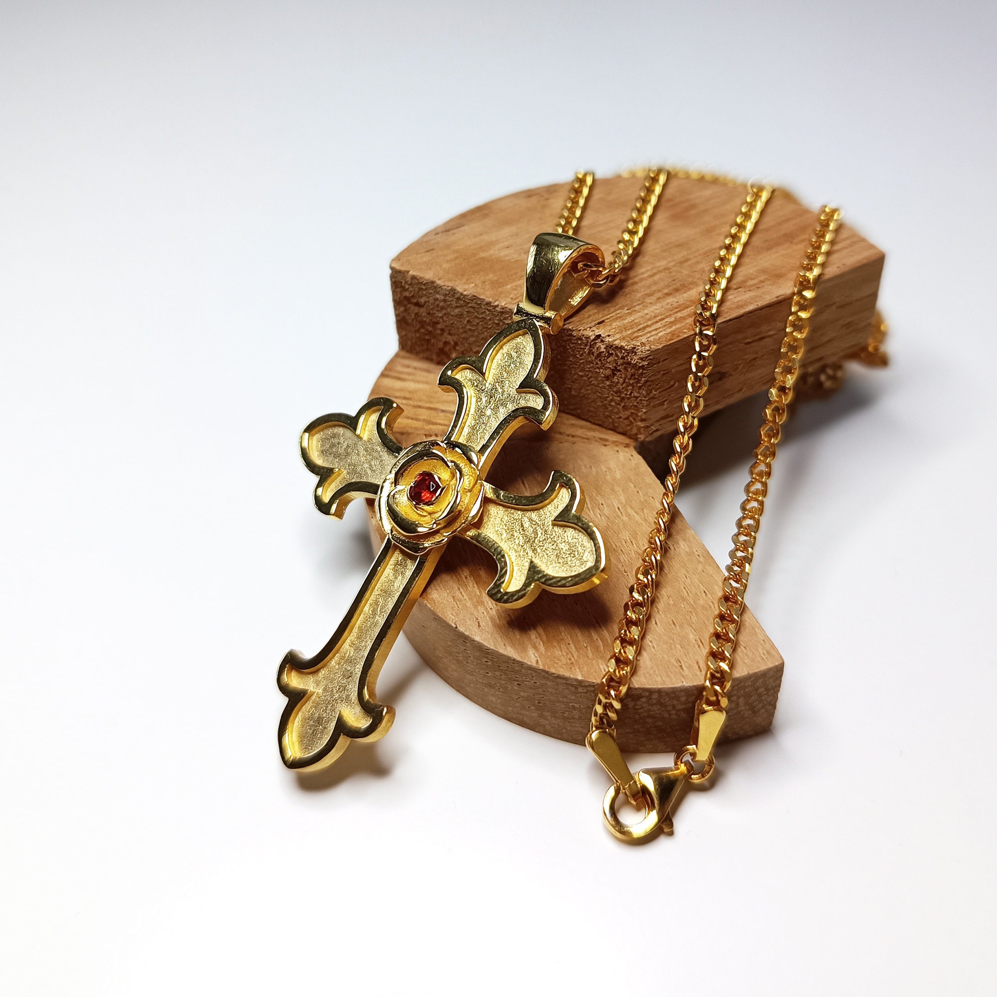 Rose Cross Necklace , Rosicrucian Order Pendant , Masonic