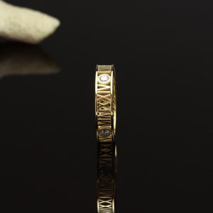 14k Gold graduation ring, Roman numeral college ring 2024, High school class ring, Graduation gift for her image 3