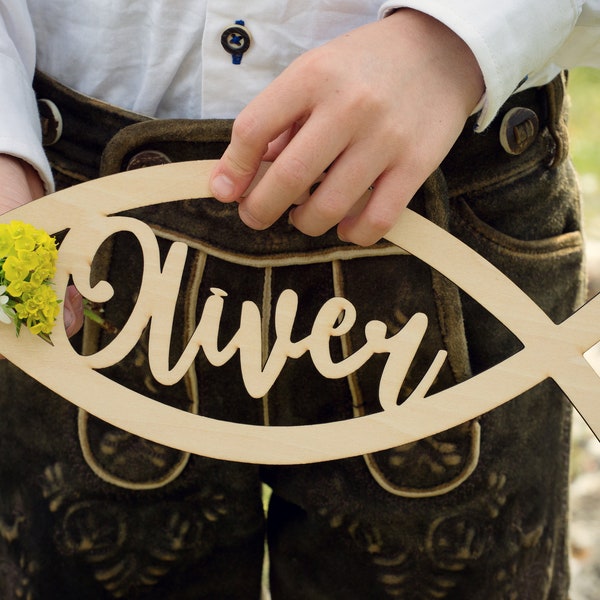 Personalized Fish Communion Baptism Decoration