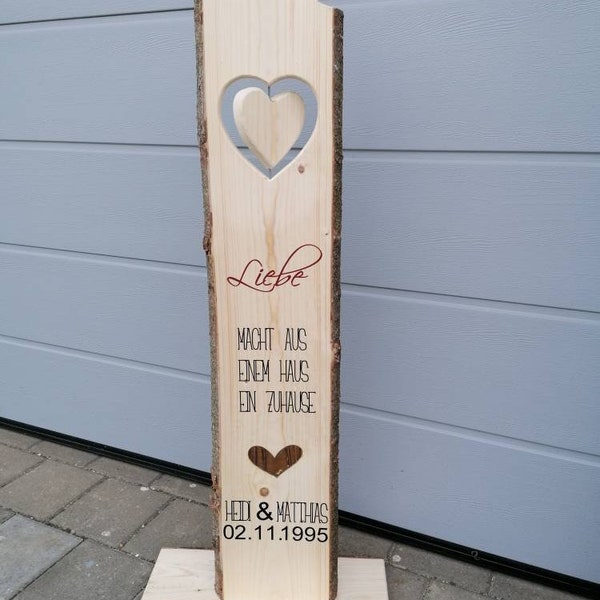 Stele LIEBE Holzaufsteller Dekoration Geschenk Hochzeit Wunschbeschriftung Valentinstag