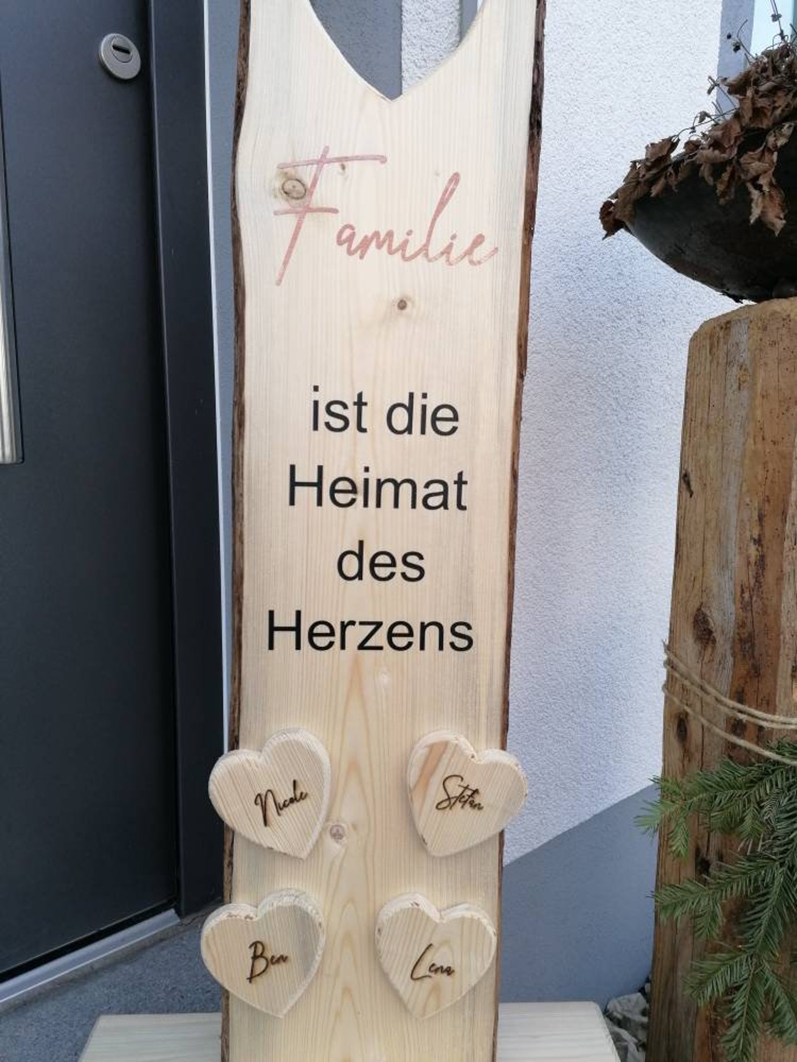 Holzstele Familie Stele Herz Holzaufsteller Etsy
