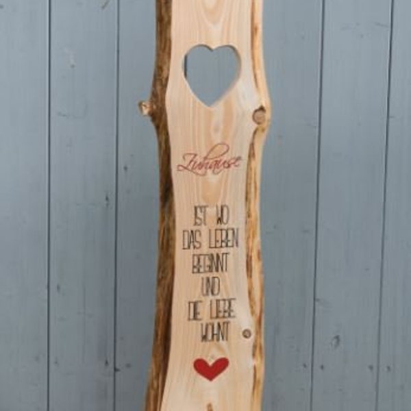 Holzstele ZUHAUSE Stele Herz Holzaufsteller Wunschbeschriftung Valentinstag