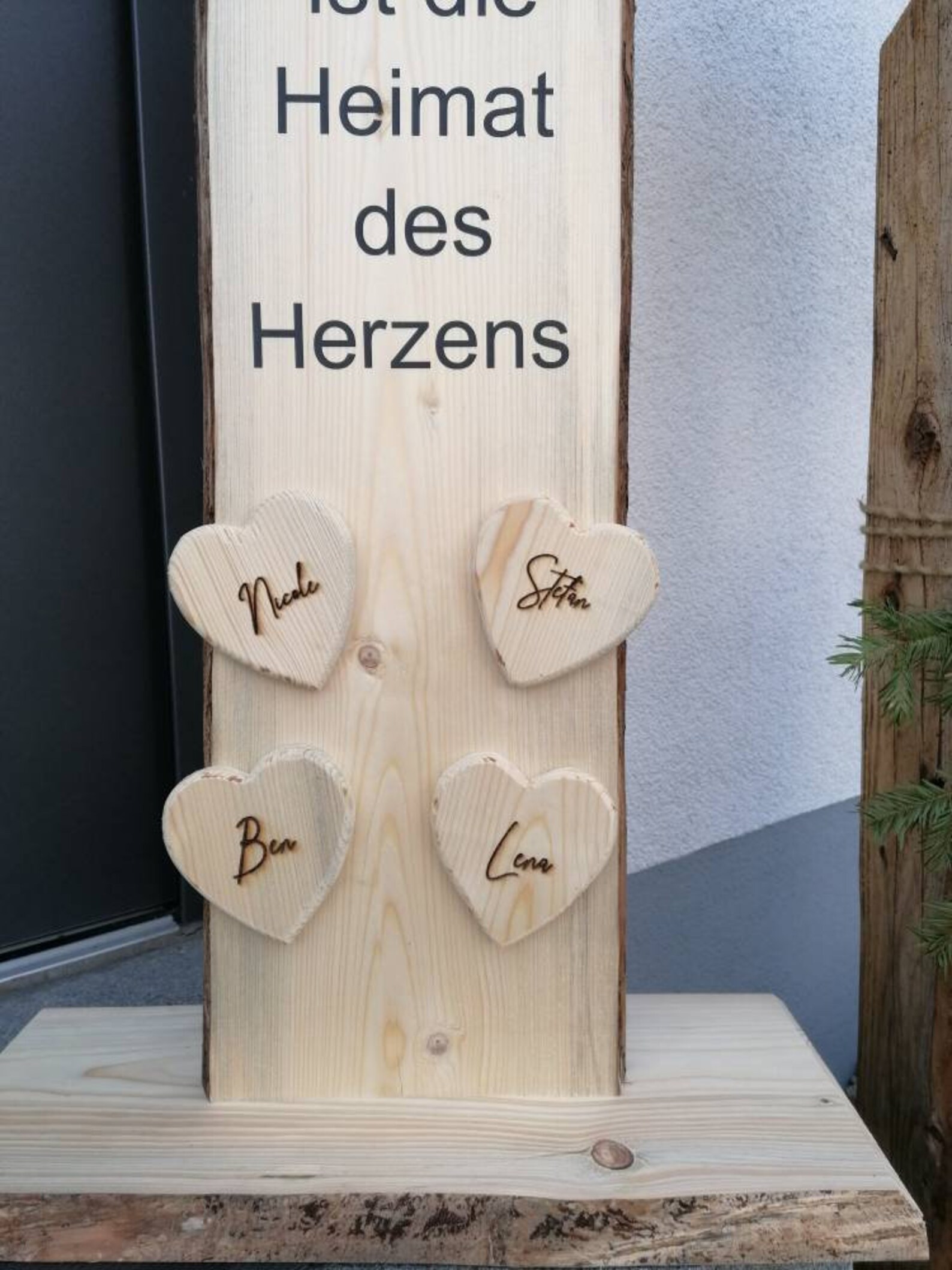 Holzstele FAMILIE Stele Herz Holzaufsteller Wunschbeschriftung Etsy