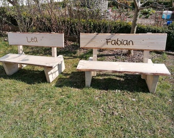 Kinderbank Sitzbank Kinder personalisiert Namen Garten