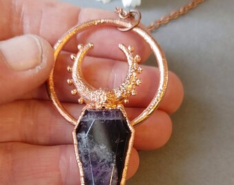Opalite Skeleton Coffin Pendant