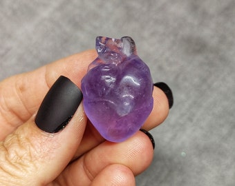 Fluorite Anatomical Crystal Heart, Anatomical, Crystal Heart, Fluorite, Crystal Carving, Manifestation, Pocket Crystal, Anatomical Heart,