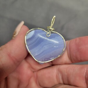 Sterling Silver Blue Lace Agate Heart Pendant, Blue Lace Agate, Heart, Pendant, Sterling Silver, Manifestation, Crystal Heart Pendant