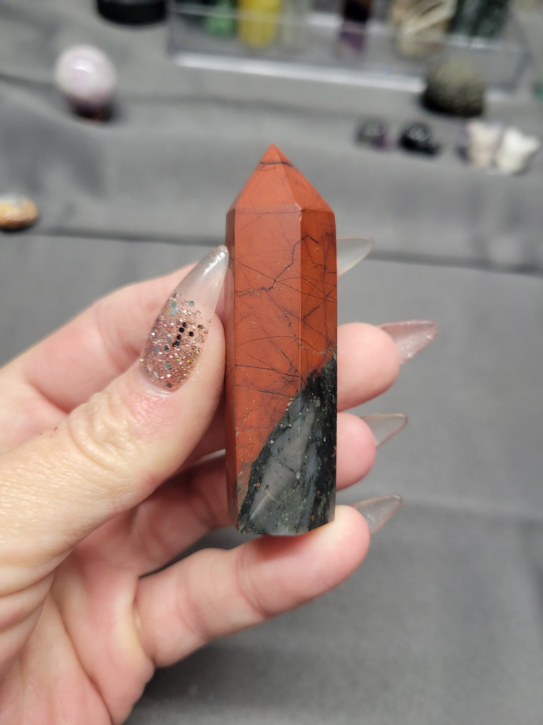 439G African Bloodstone Crystal Tower