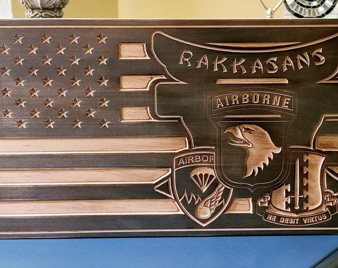 Rakkasans Lettering Rakkasans American Flag Sign / Plaque With Optional Free ...
