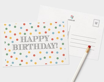 Happy Birthday Confetti Postcard Pack Of 5 or 10 Cards