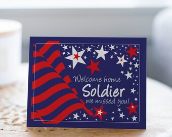 Welcome Home Soldier Card, We Missed You Card, Military Homecoming Card, American Soldier Card, Army Homecoming Card, USA Flag Card, Veteran