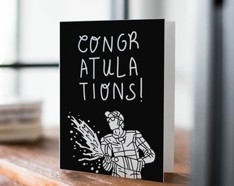 Congratulations Card - Graduation Card For Men - Bachelor Party Notecard