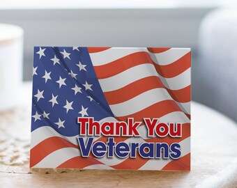 Patriotic Card, Veterans Day Card, Independence Card, American Flag Card, Memorial Day Card, Retirement Card for Veterans, Card for Military