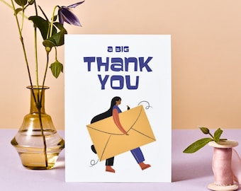 Big Thank You Card, Card For Special Friend, Thankful Card, Greeting Card, Thanks Note Card, Business Thank You Card, Corporate Card