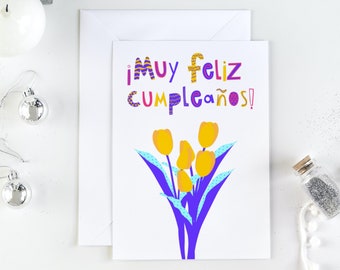 Muy Feliz Cumpleaños Card - Happy Birthday Greeting Card - Birthday Spanish Card