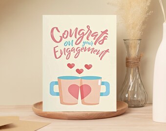 Girly Engagement Card, Bridal Shower Card, Cute Card for Bride To Be