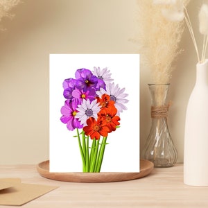 Flowers Greeting Card, Folded Postcard, Spring Flowers Card, Greeting Card, Thank You Card, Thinking Of You, Congratulation Card,Anniversary